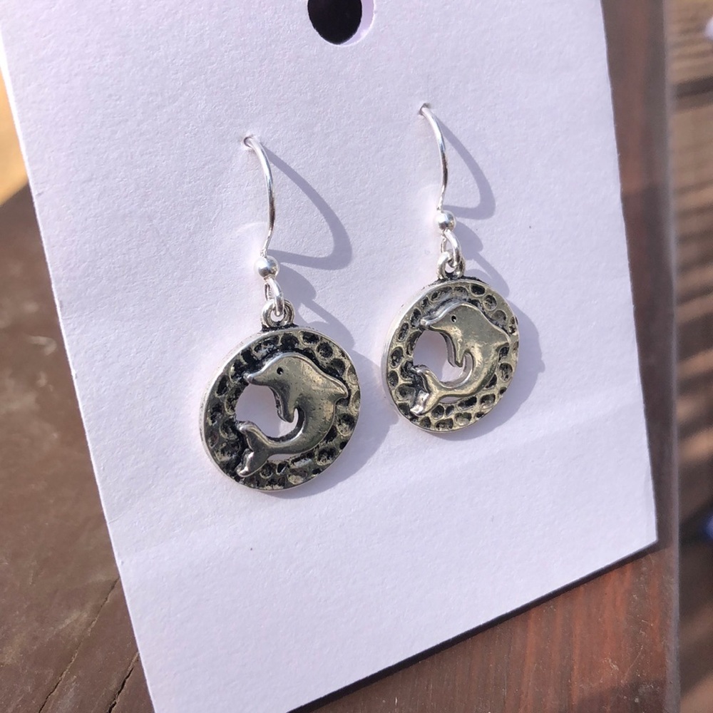 Handmade ❤️ Dolphin Charm Earrings - Picture 3 of 3